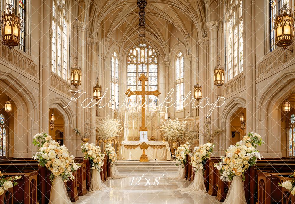 Kate Hochzeit Kirche Blumen Gold Fleece Hintergrund Entworfen von Emetselch