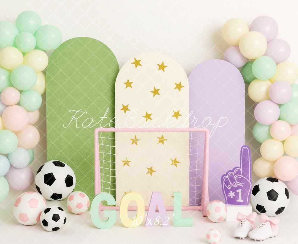Kate Fußball Ballons Pastell Hintergrund Entworfen von Patty Roberts - Kate Backdrop.de