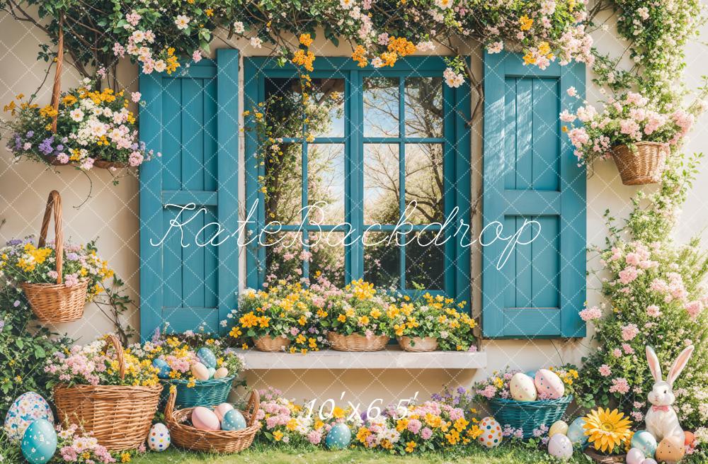 Kate Ostern Fenster Blumen Landhausstil Hintergrund Entworfen von Emetselch
