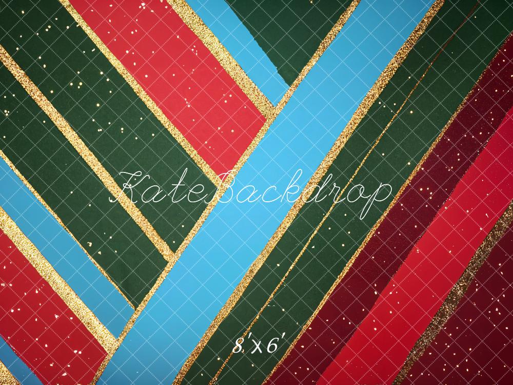 Kate Weihnachten Bunte Streifen Goldlinien Fleece Hintergrund Entworfen von Kate Image - Kate Backdrop.de