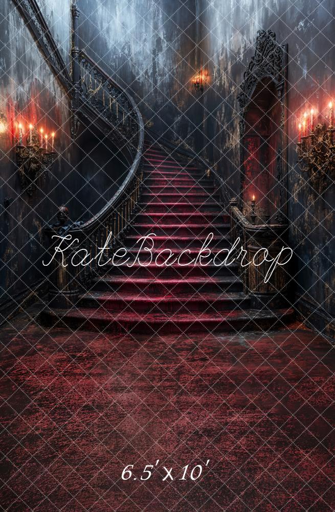 Kate Halloween Treppe Kerzen Dunkel Fleece Hintergrund Entworfen von Emetselch - Kate Backdrop.de