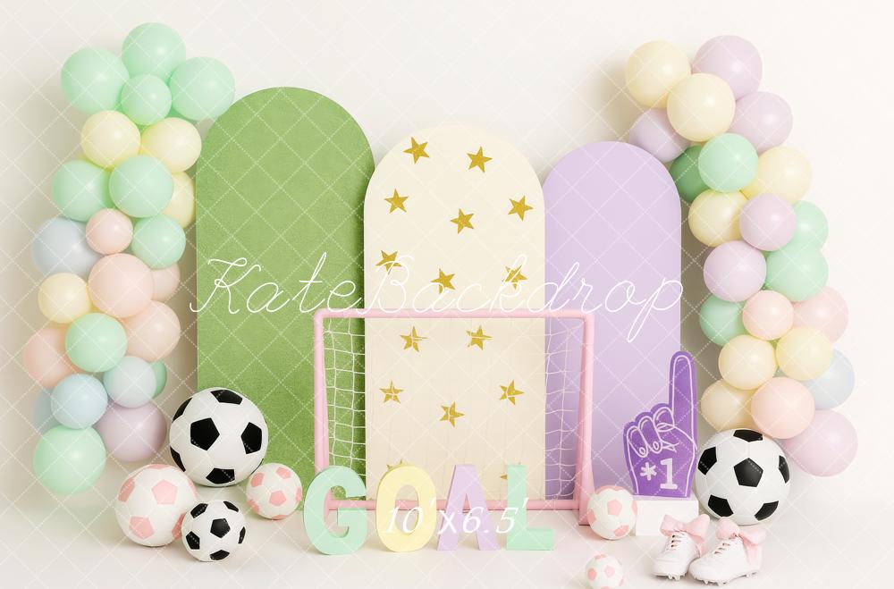 Kate Fußball Ballons Pastell Hintergrund Entworfen von Patty Roberts - Kate Backdrop.de