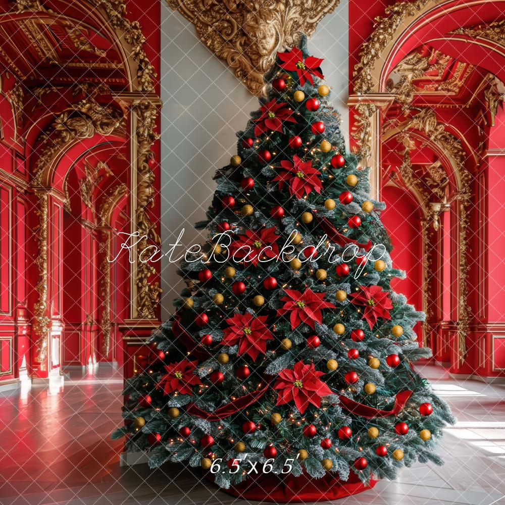 Kate Weihnachten Weihnachtsbaum Palast Rot Hintergrund Entworfen von Mini MakeBelieve - Kate Backdrop.de