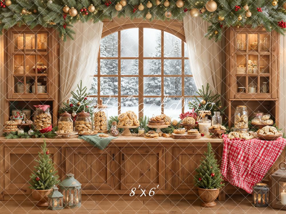 Kate Weihnachten Keksbuffet Fenster Rustikal Hintergrund Entworfen von Emetselch - Kate Backdrop.de