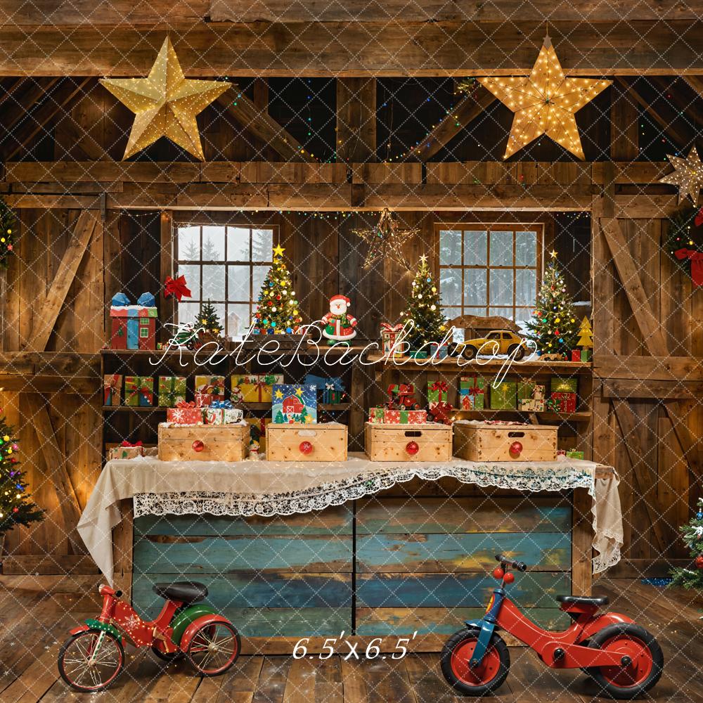 Kate Weihnachten Scheune Weihnachtsbäume Geschenke Hintergrund Entworfen von Emetselch