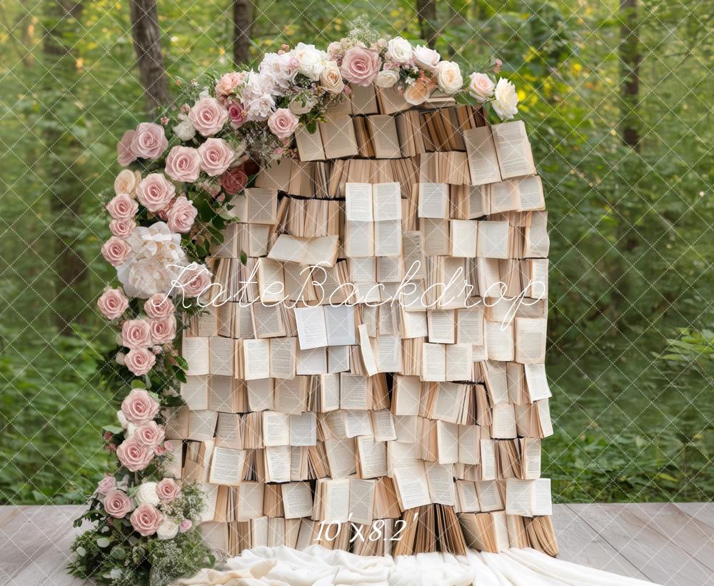 Kate Hochzeit Bücher Blumen Romantisch Hintergrund Entworfen von Mini MakeBelieve - Kate Backdrop.de