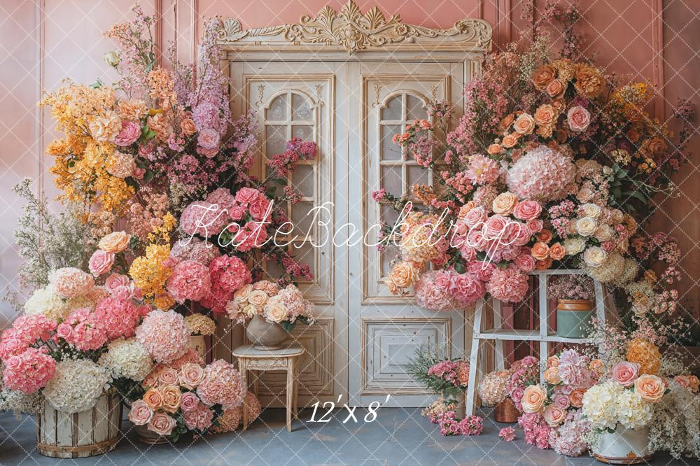 Kate Blumen Tür Vintage Rosa Fleece Hintergrund Entworfen von Emetselch - Kate Backdrop.de