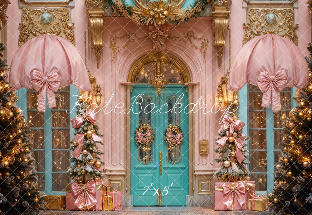 Kate Weihnachten Türkis Tür Rosa Dekor Hintergrund Entworfen von Emetselch