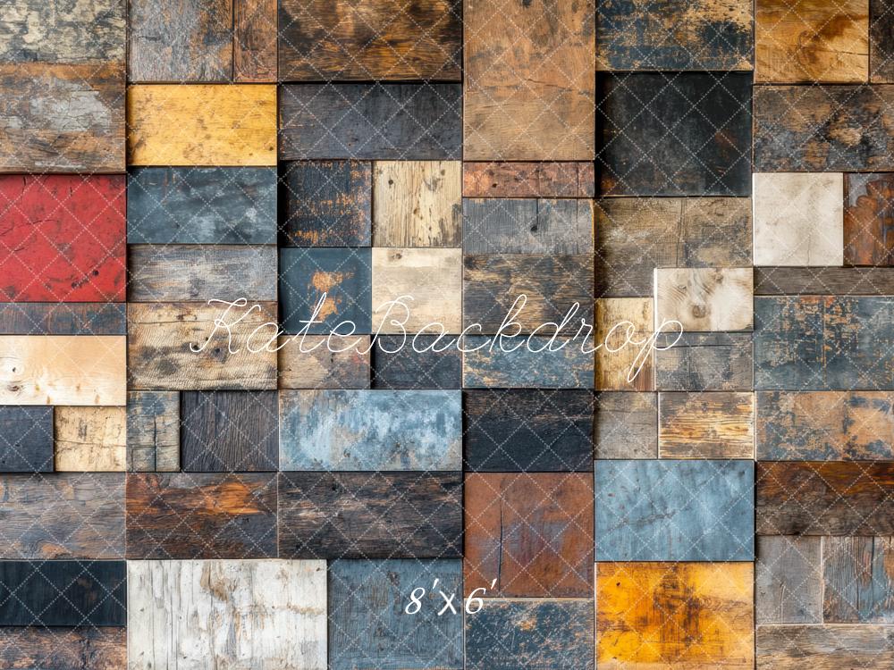 Kate Holz Patchwork Bunt Vintage Hintergrund Entworfen von Mini MakeBelieve - Kate Backdrop.de