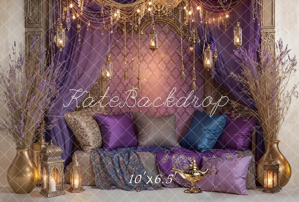 Kate Orientalische Lounge Laternen Lila Fleece Hintergrund Entworfen von Emetselch - Kate Backdrop.de