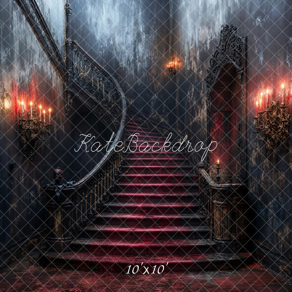 Kate Halloween Prunktreppe Kerzen Gothic Hintergrund Entworfen von Emetselch - Kate Backdrop.de
