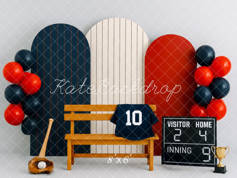 Kate Baseball Bank Scoreboard Ballons Hintergrund Entworfen von Patty Roberts - Kate Backdrop.de