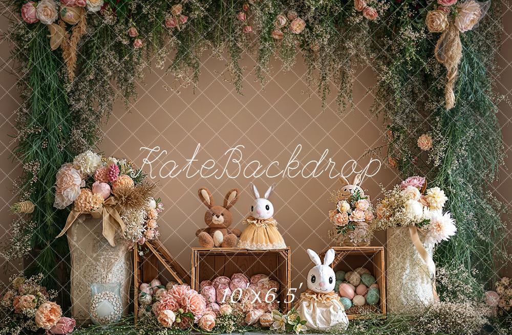Kate Ostern Häschen Blumen Vintage Fleece Hintergrund Entworfen von Emetselch - Kate Backdrop.de