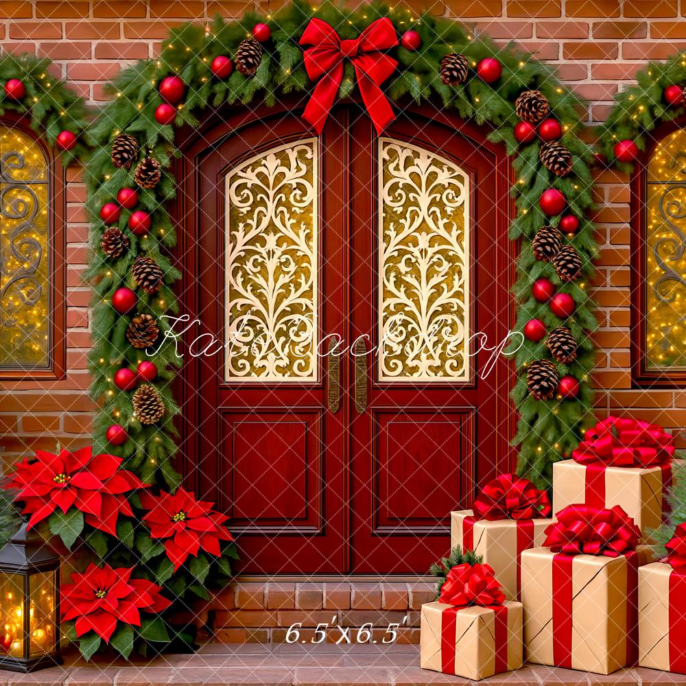 Kate Weihnachten Tür Geschenke Rot Hintergrund Entworfen von Mini MakeBelieve - Kate Backdrop.de