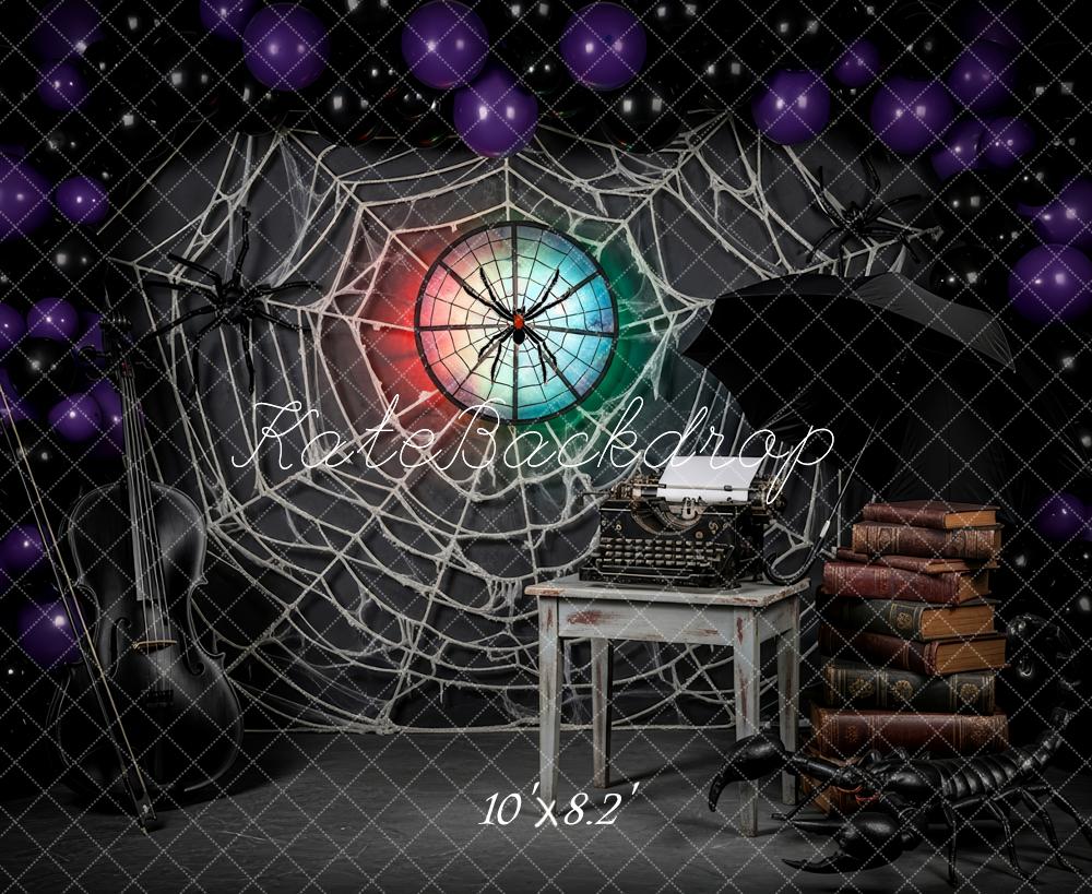 Kate Halloween Spinnennetz Schreibmaschine Bücher Hintergrund Entworfen von Patty Roberts