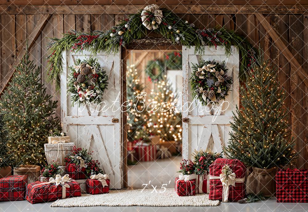 Kate Weihnachten Scheunentor Geschenke Rustikal Hintergrund Entworfen von Emetselch - Kate Backdrop.de