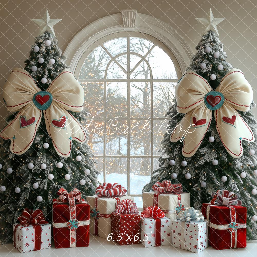 Kate Weihnachten Tannenbaum Geschenke Weiß Rot Hintergrund Entworfen von Mini MakeBelieve - Kate Backdrop.de
