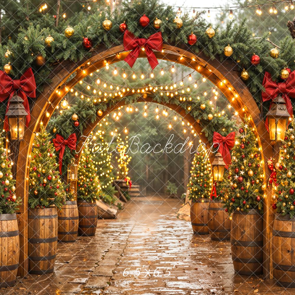 Kate Weihnachten Bogen Lichter Tannen Hintergrund Entworfen von Emetselch - Kate Backdrop.de