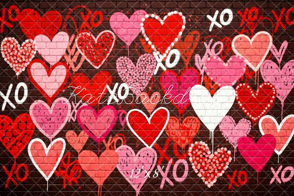 Kate Valentinstag Herzen Graffiti Bunt Hintergrund Entworfen von Patty Roberts
