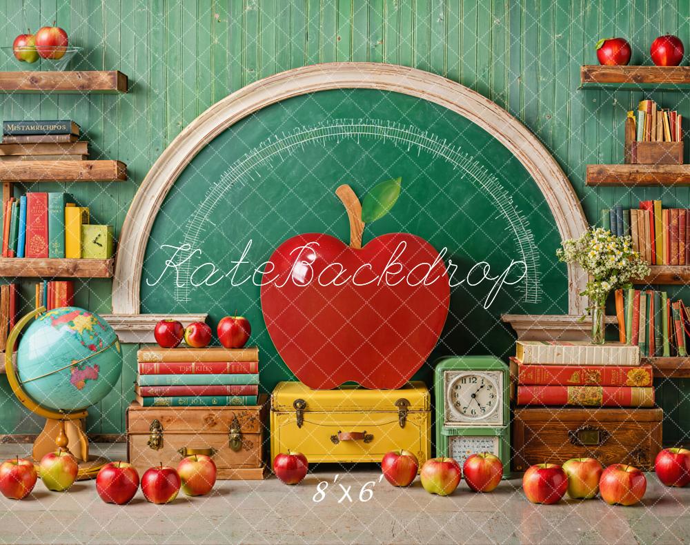 Kate Zurück Zur Schule Apfel Bücher Tafel Fleece Hintergrund Entworfen von Emetselch