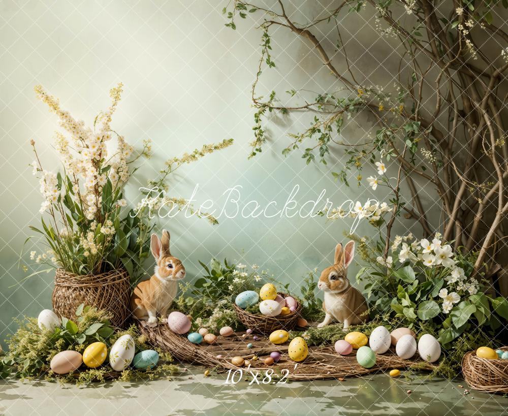 Kate Ostern Kaninchen Eier Nester Fleece Hintergrund Entworfen von Emetselch - Kate Backdrop.de