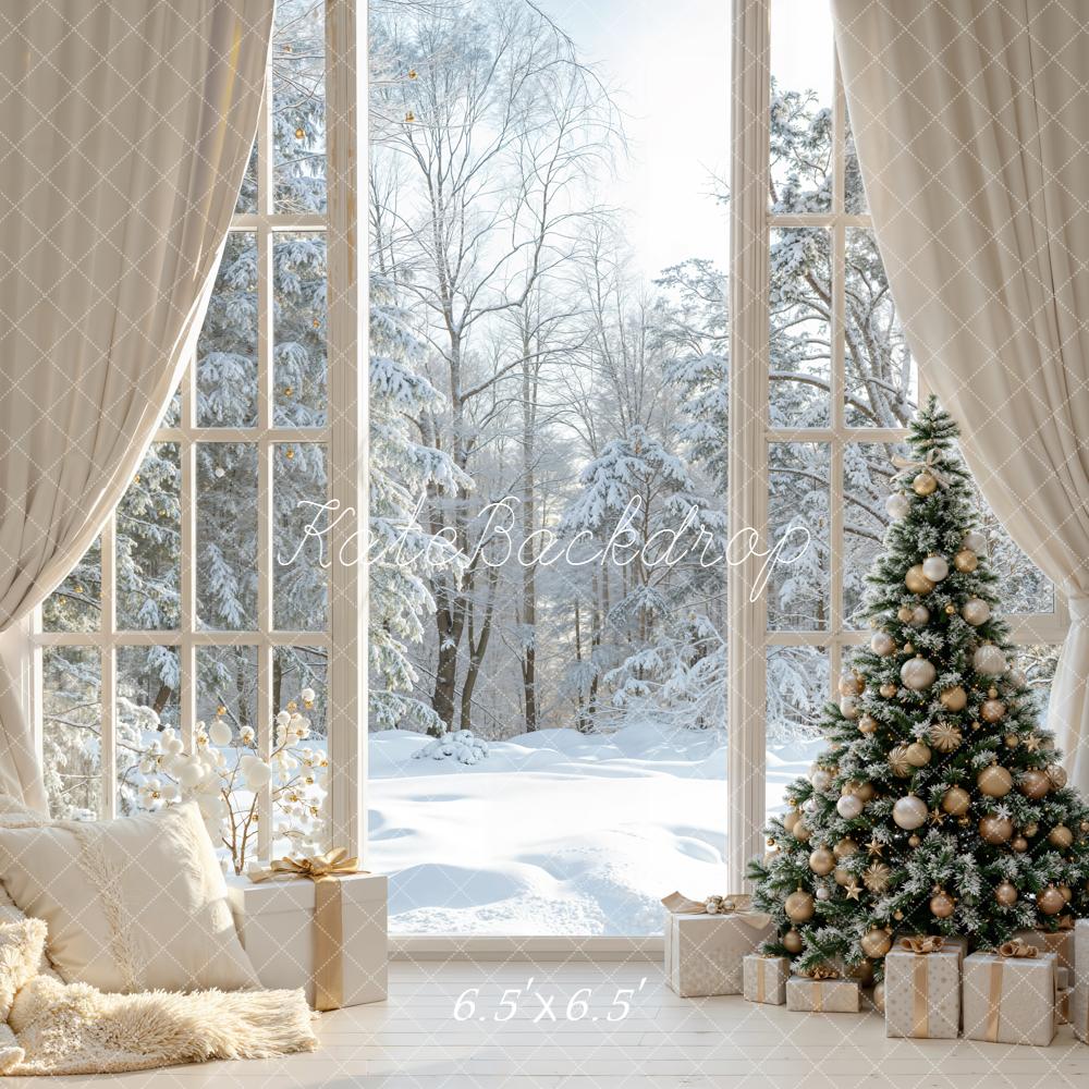 Kate Weihnachten Wohnzimmer Fenster Weiß Hintergrund Entworfen von Emetselch