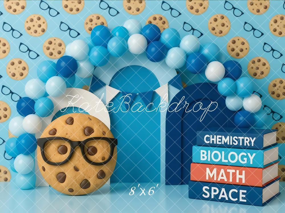 Kate Schule Cookie Ballons Blau Hintergrund Entworfen von Mini MakeBelieve - Kate Backdrop.de