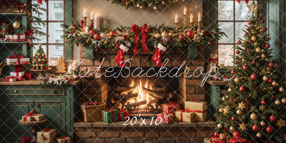 Kate Weihnachten Kamin Weihnachtsbaum Geschenke Hintergrund Entworfen von Emetselch