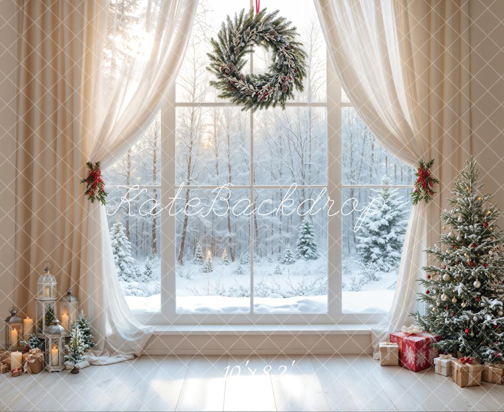 Kate Weihnachten Fenster Schnee Weiß Hintergrund Entworfen von Emetselch