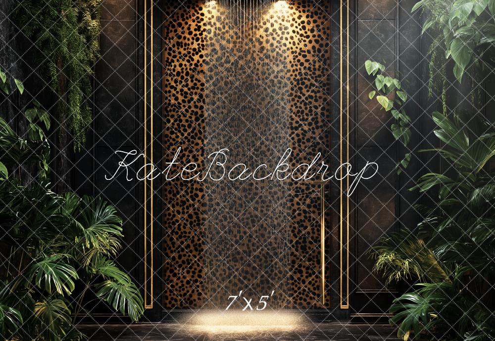 Kate Dschungel Pflanzen Leopardenmuster Modern Hintergrund Entworfen von Ashley Paul