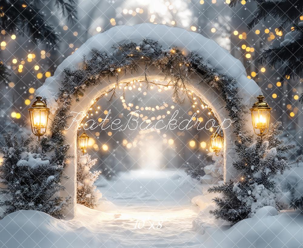 Kate Weihnachten Schnee Torbogen Lichter Fleece Hintergrund Entworfen von Emetselch - Kate Backdrop.de