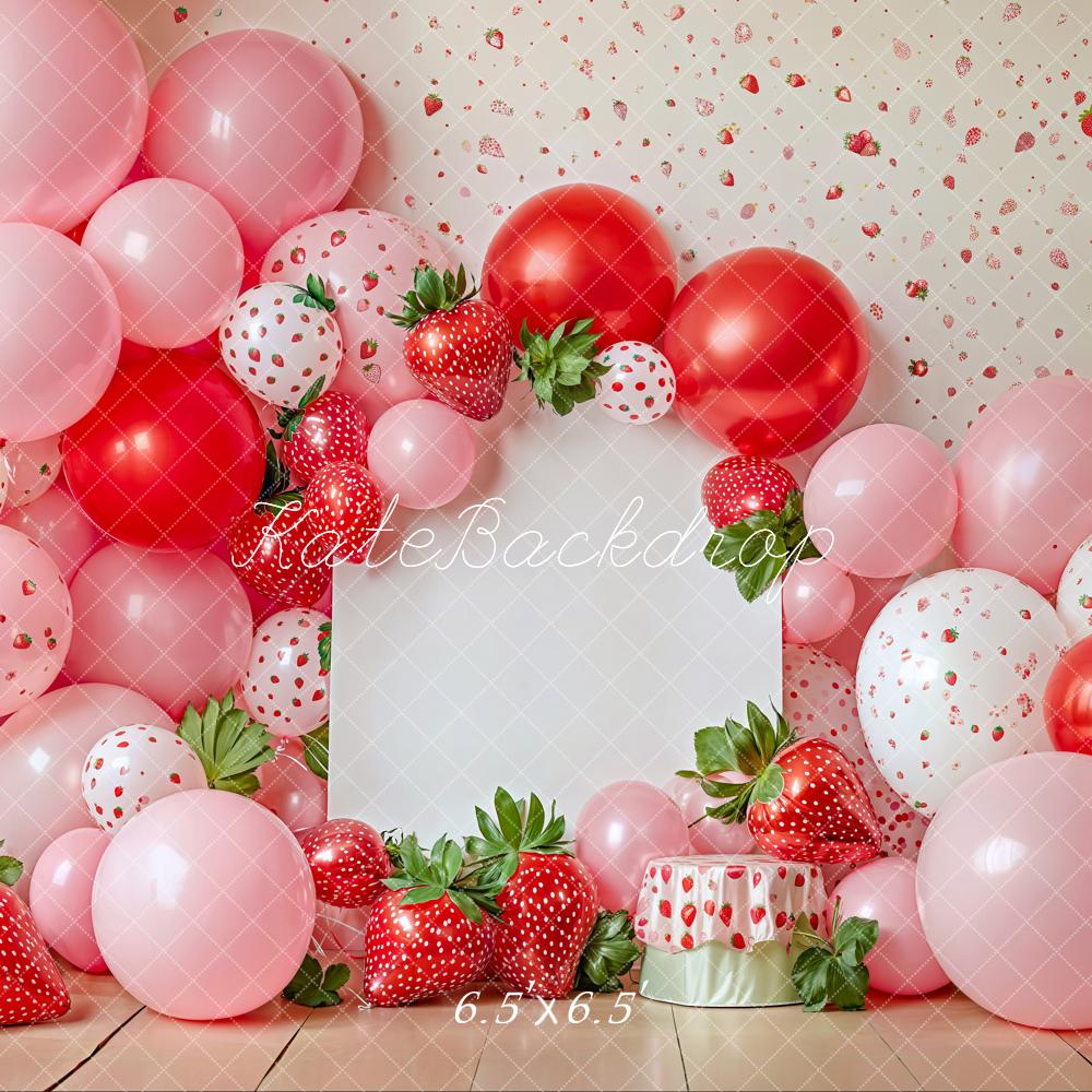 Kate Geburtstag Erdbeeren Luftballons Rosa Hintergrund Entworfen von Emetselch