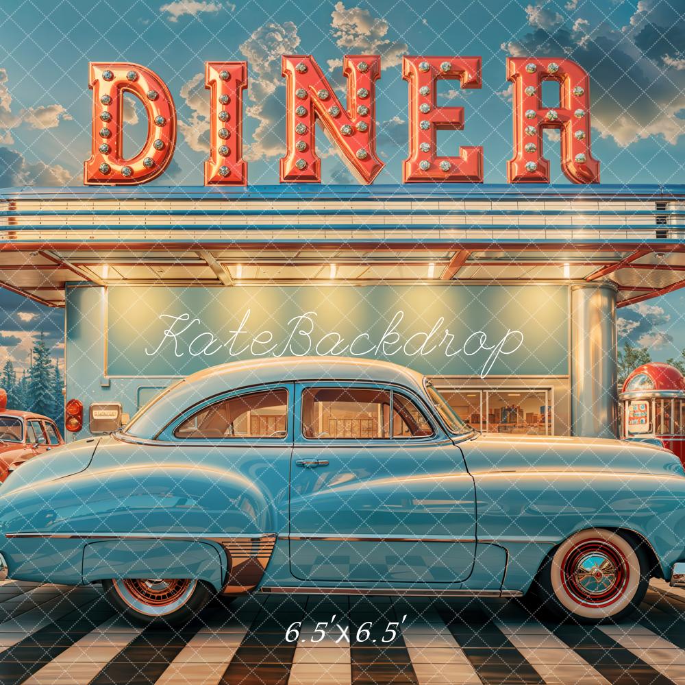 Kate Retro Diner Oldtimer Neon Hintergrund Entworfen von Emetselch - Kate Backdrop.de