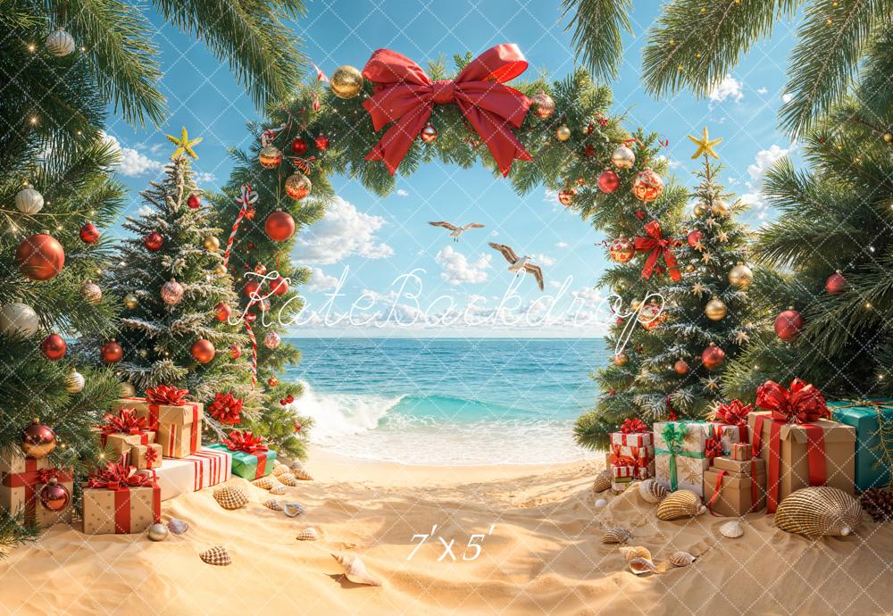 Kate Weihnachten Strand Tannenbaum Geschenke Hintergrund Entworfen von Emetselch - Kate Backdrop.de
