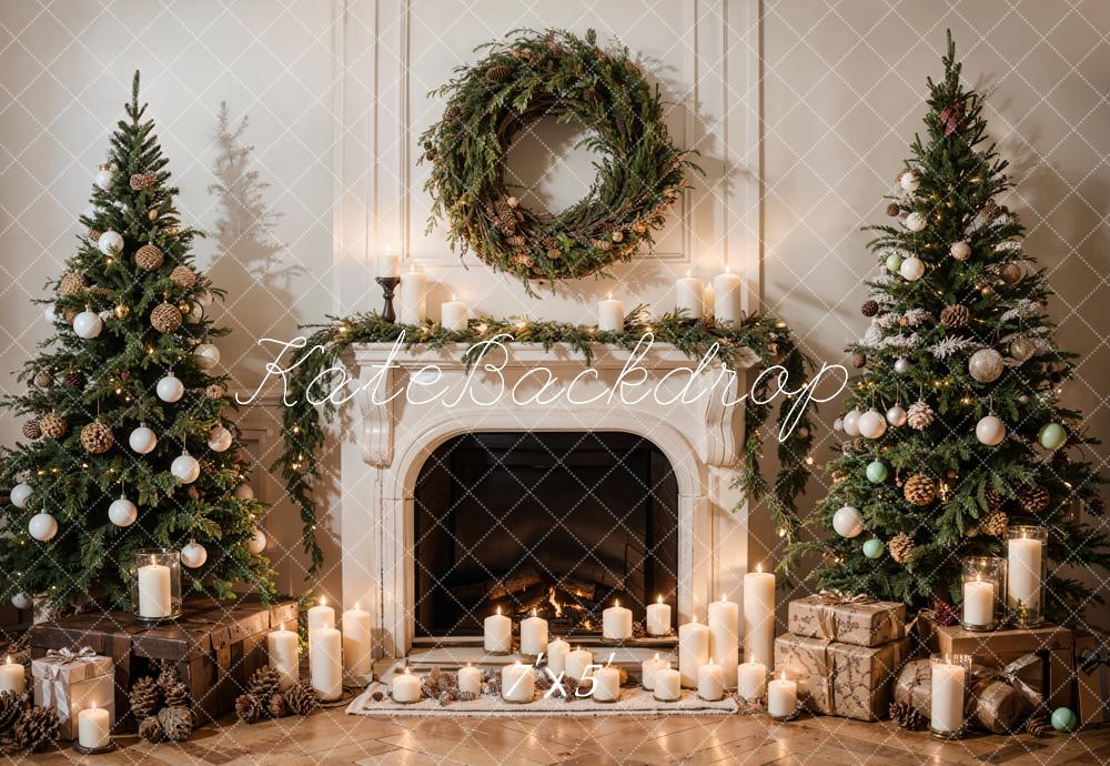 Kate Weihnachten Kamin Weihnachtsbaum Kranz Hintergrund Entworfen von Emetselch
