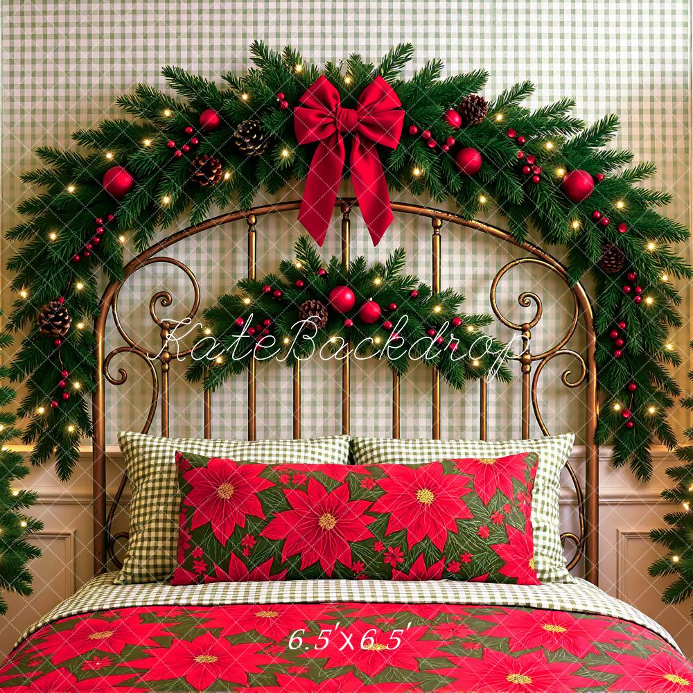 Kate Weihnachten Tannenzweig Bogen Rotgrün Hintergrund Entworfen von Mini MakeBelieve - Kate Backdrop.de