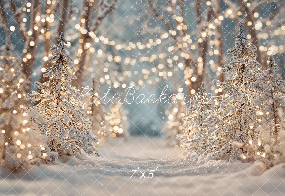 Kate Weihnachten Winterwald Schneebäume Lichter Hintergrund Entworfen von Emetselch - Kate Backdrop.de