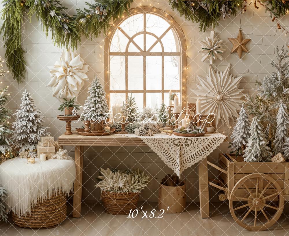 Kate Weihnachten Fenster Tannenbäume Rustikal Hintergrund Entworfen von Emetselch - Kate Backdrop.de