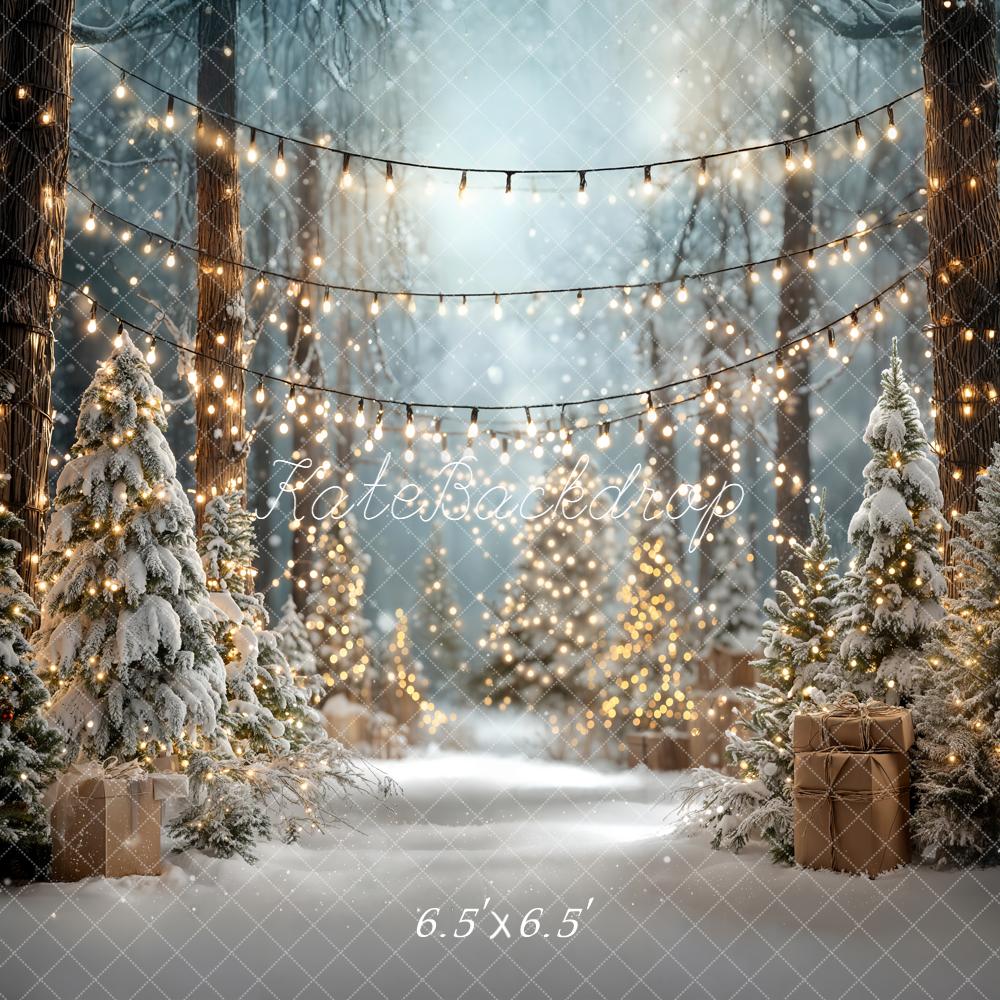 Kate Weihnachten Wald Schnee Lichter Hintergrund Entworfen von Emetselch - Kate Backdrop.de