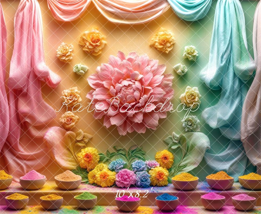 Kate Holi Blumen Farbpulver Bunt Hintergrund Entworfen von Mini MakeBelieve