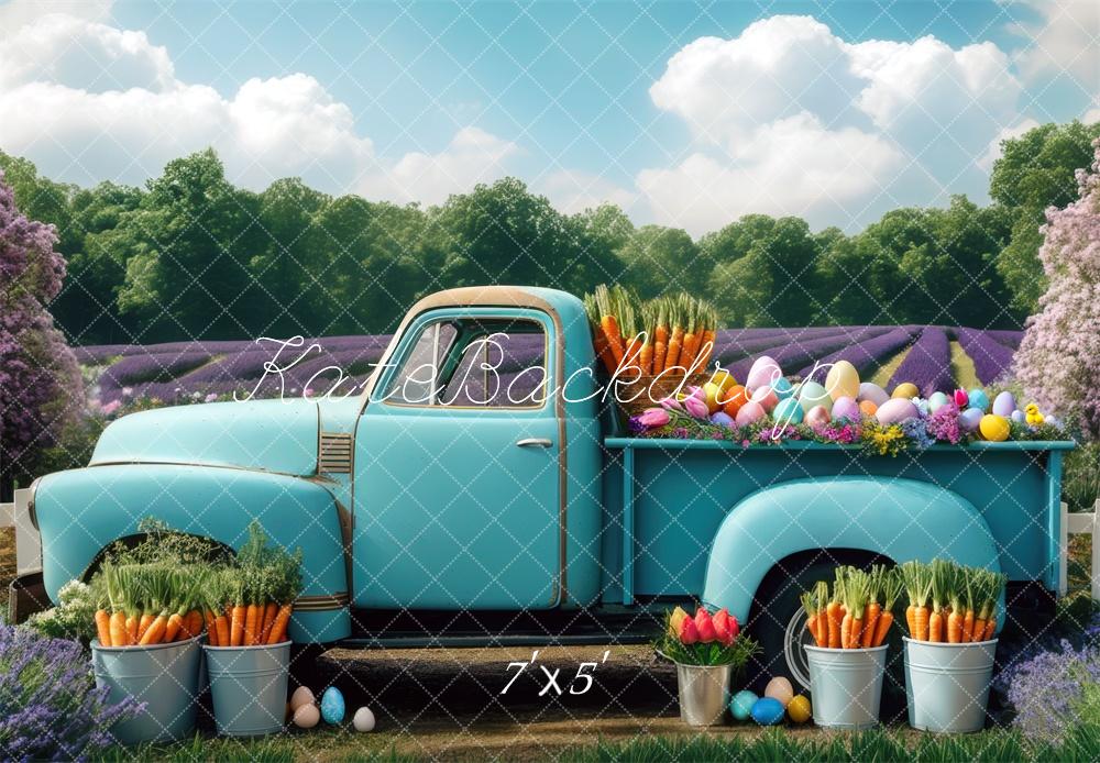 Kate Ostern Oldtimer Lavendel Feld Hintergrund Entworfen von Mini MakeBelieve - Kate Backdrop.de