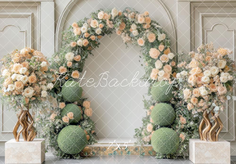 Kate Hochzeit Blumen Bogen Elegant Hintergrund Entworfen von Mini MakeBelieve - Kate Backdrop.de