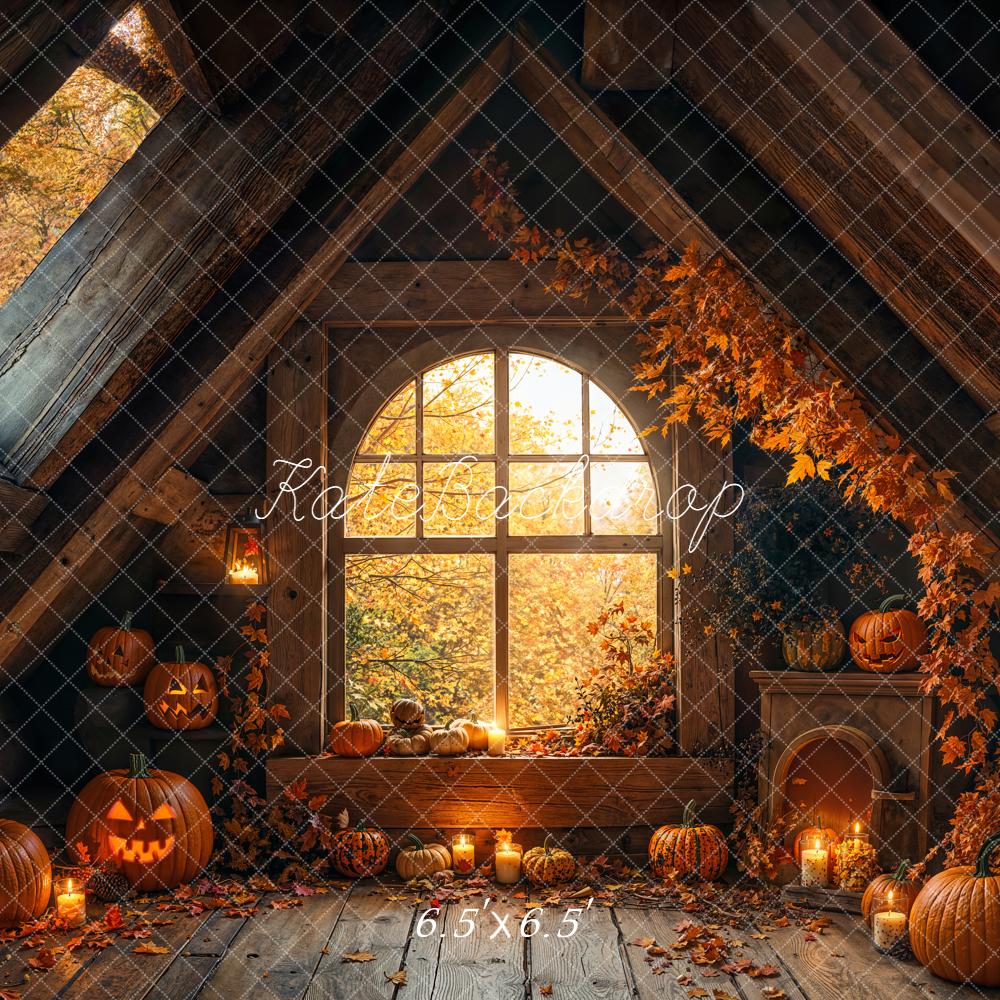Kate Halloween Kürbisse Dachboden Rustikal Hintergrund Entworfen von Emetselch - Kate Backdrop.de