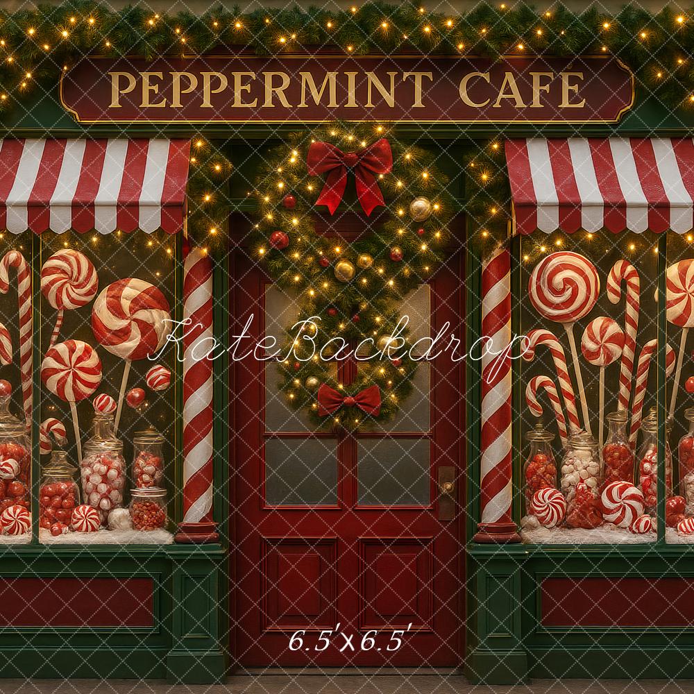Kate Weihnachten Zuckerstangen Café Rot Weiß Hintergrund Entworfen von Ashley Paul