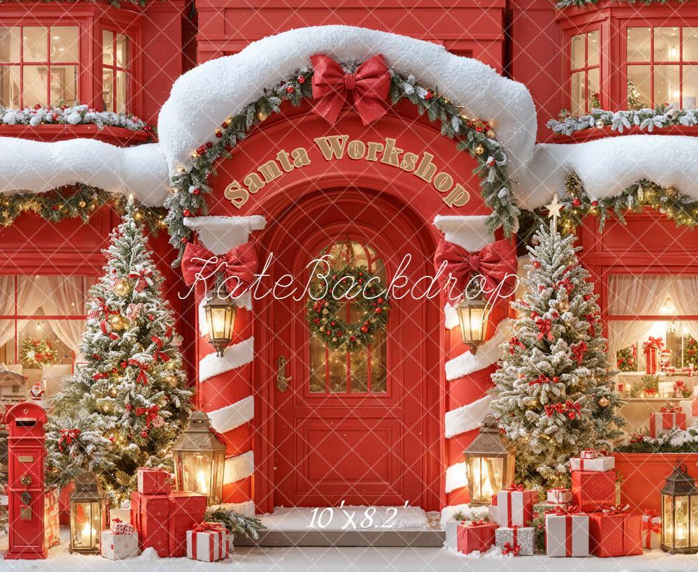 Kate Weihnachten Werkstatt Schnee Rot Hintergrund Entworfen von Emetselch - Kate Backdrop.de