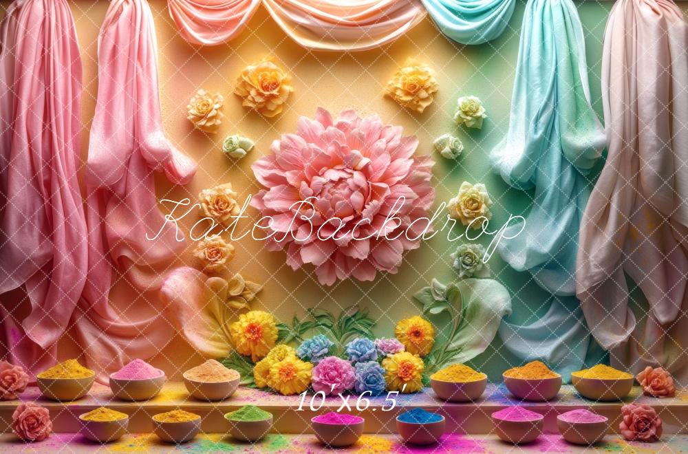 Kate Holi Blumen Farbpulver Bunt Hintergrund Entworfen von Mini MakeBelieve