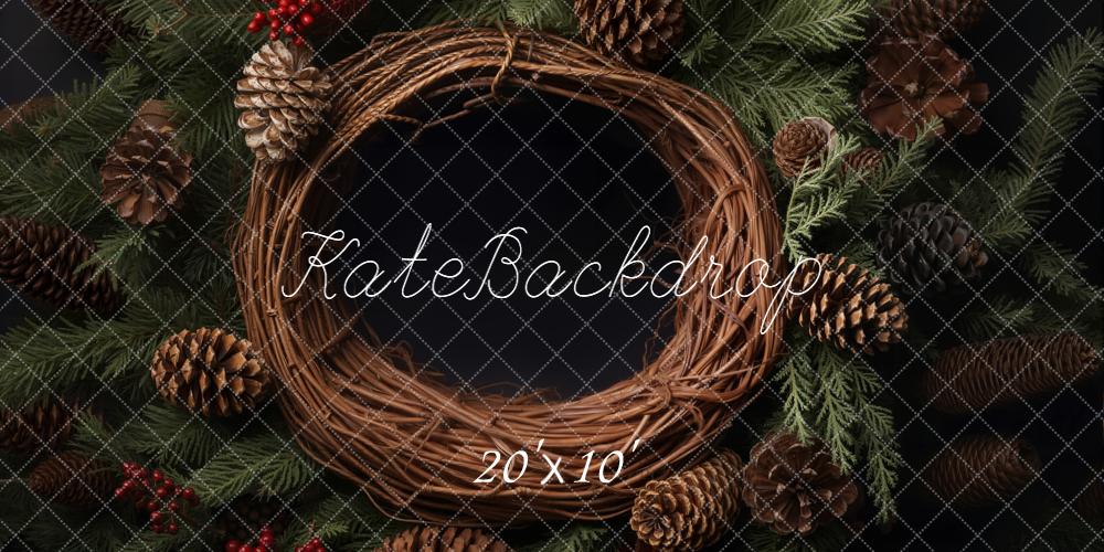 Kate Weihnachten Kranz Tannenzweige Zapfen Hintergrund Entworfen von Emetselch