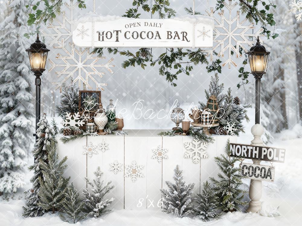 Kate Weihnachten Heiße Schokolade Bar Winterwald Fleece Hintergrund Entworfen von Emetselch
