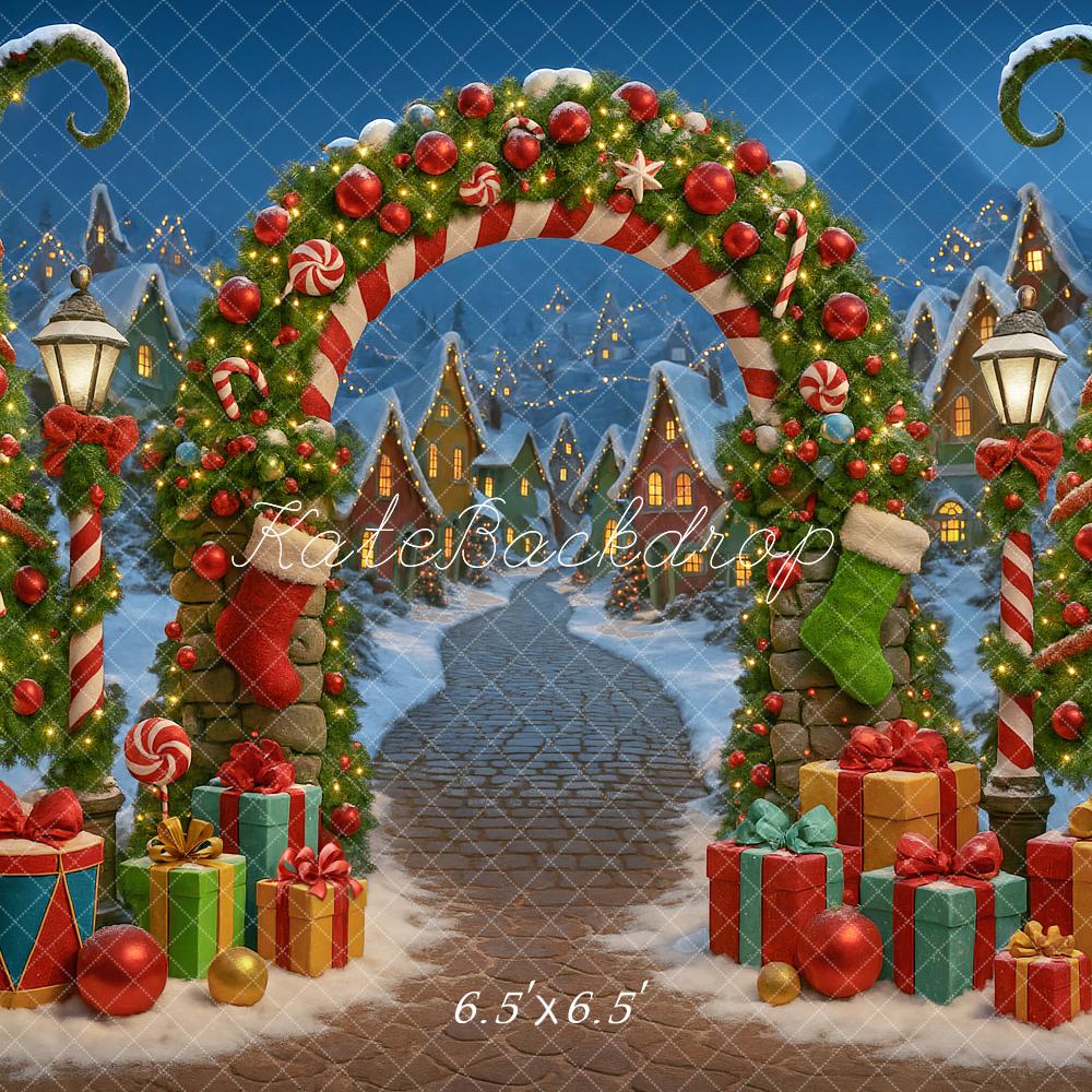 Kate Weihnachten Geschenke Bogen Schnee Hintergrund Entworfen von Ashley Paul