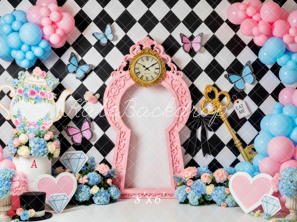 Kate Alice Thema Uhr Ballons Pastell Hintergrund Entworfen von Patty Roberts